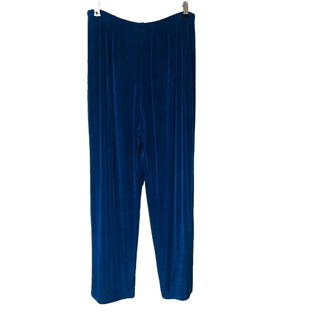 VTG Slinky Royal Blue Straight‎ Leg Ankle Pants Womens PL Athleisure Office